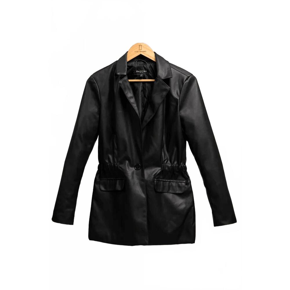 NEW BACCINI women's agent pleather jacket in black